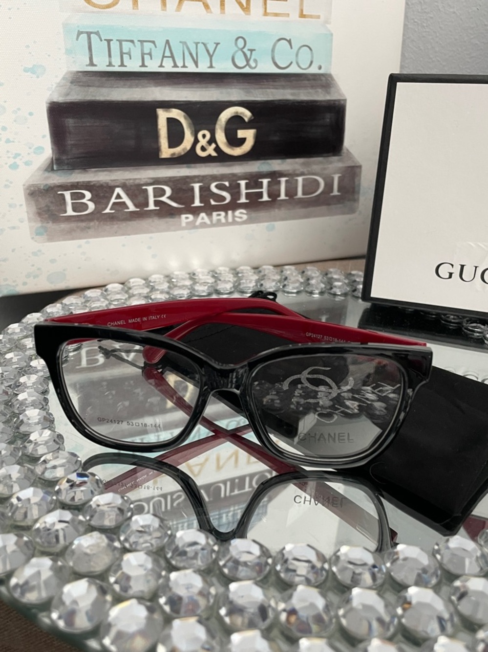 ✨🖤♥️Black Frame with Red Temples Women's Fashion Glasses♥️🖤✨NEW w/Dustbag NEW